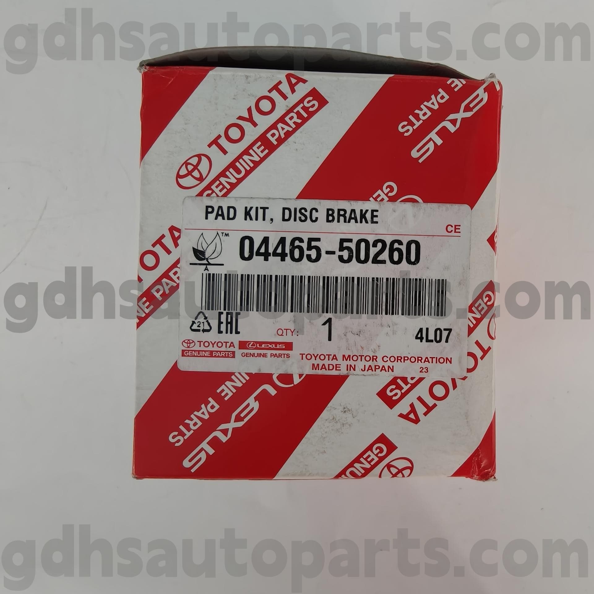 04465-50260 TOYOTA Äkta delar Front Bromsbelägg för LS460/460L, LS600H/600HL CHASSIS NO. USF4# uvf4#