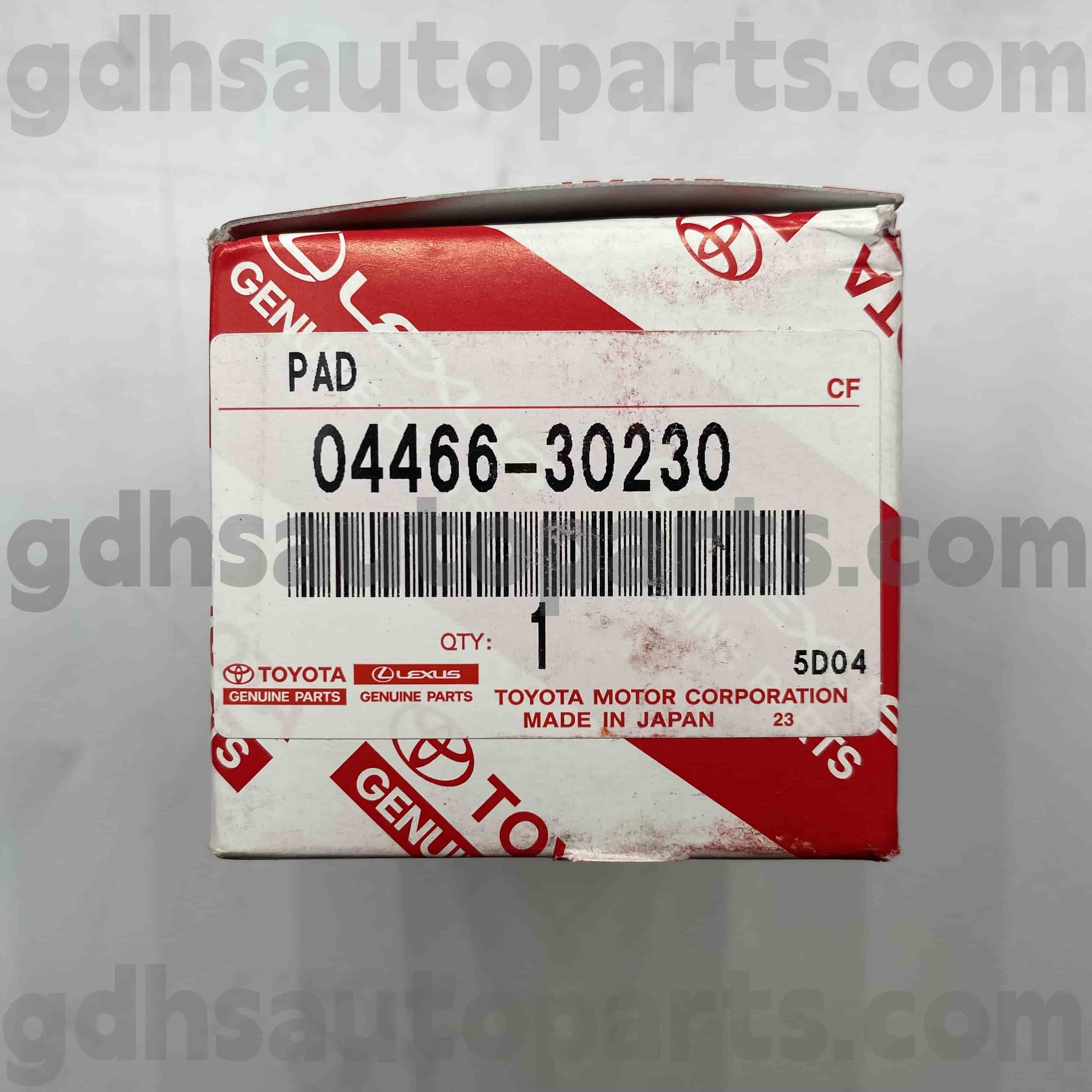 04466-30230 TOYOTA Äkta delar Bakre bromsbelägg för Mark X, Crown, Reiz Chassis nr. GRS20# GRX13#