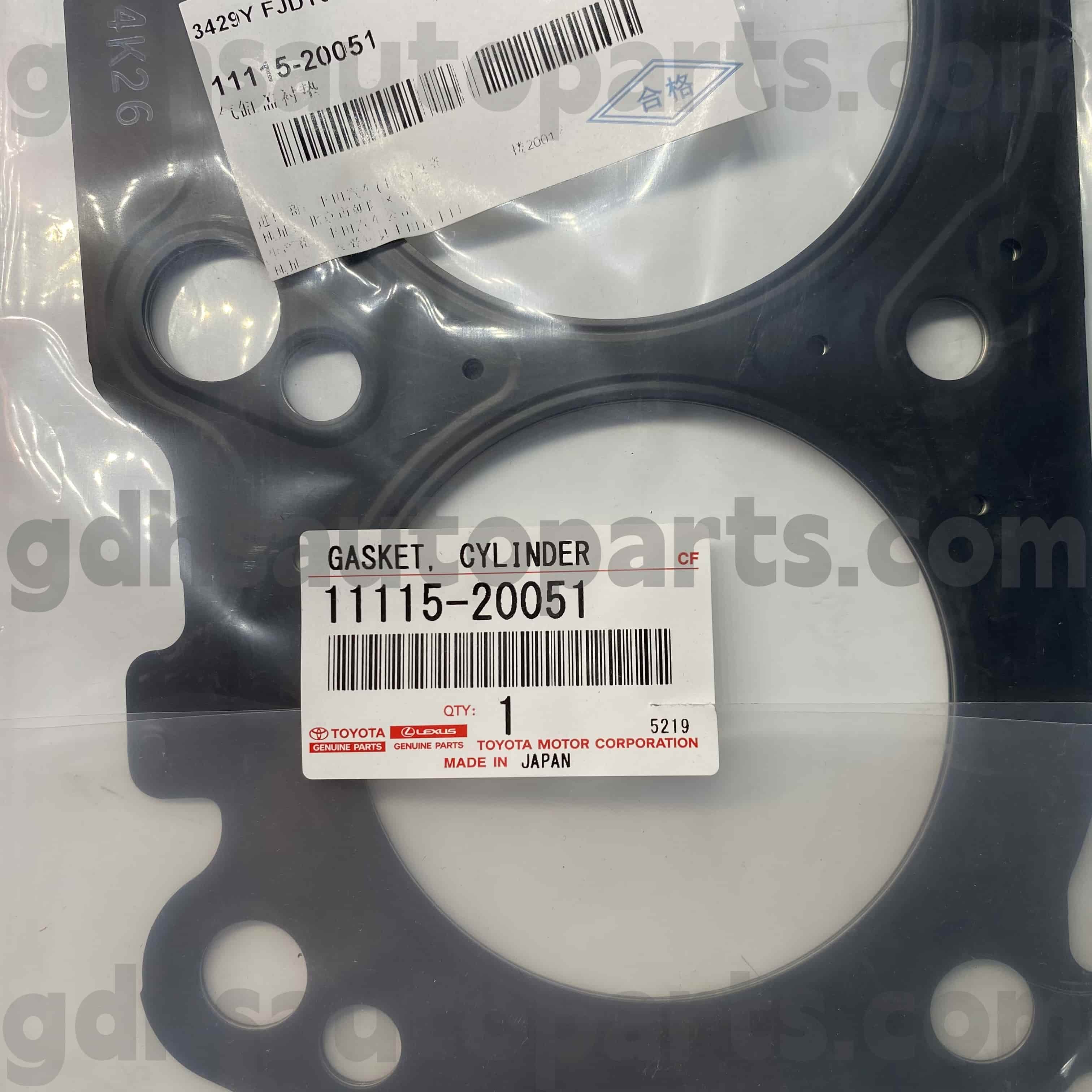 11115-20051 Toyota äkta delar cylinder täcker gummiring för Kluger HV, Harrier HV, Lexus ES300/330